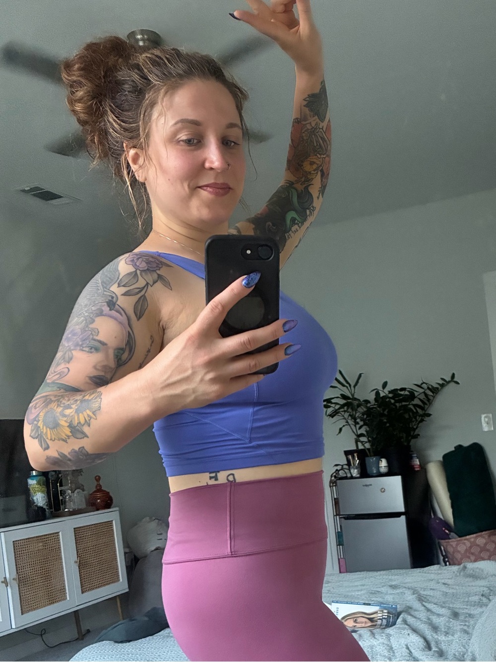 Lululemon Highneck, Lilac, built-in Sports Bra Crop Top